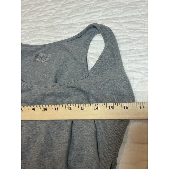 Athleta Tank Top Large Pure Organic Cotton Stretch Ruched Athleisure Gray - Picture 2 of 5
